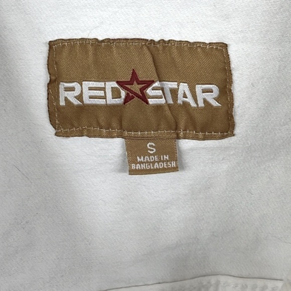 Brand New Red Star White Denim Button Up Collar Jean Jacket Distressed Cotton - Picture 7 of 15